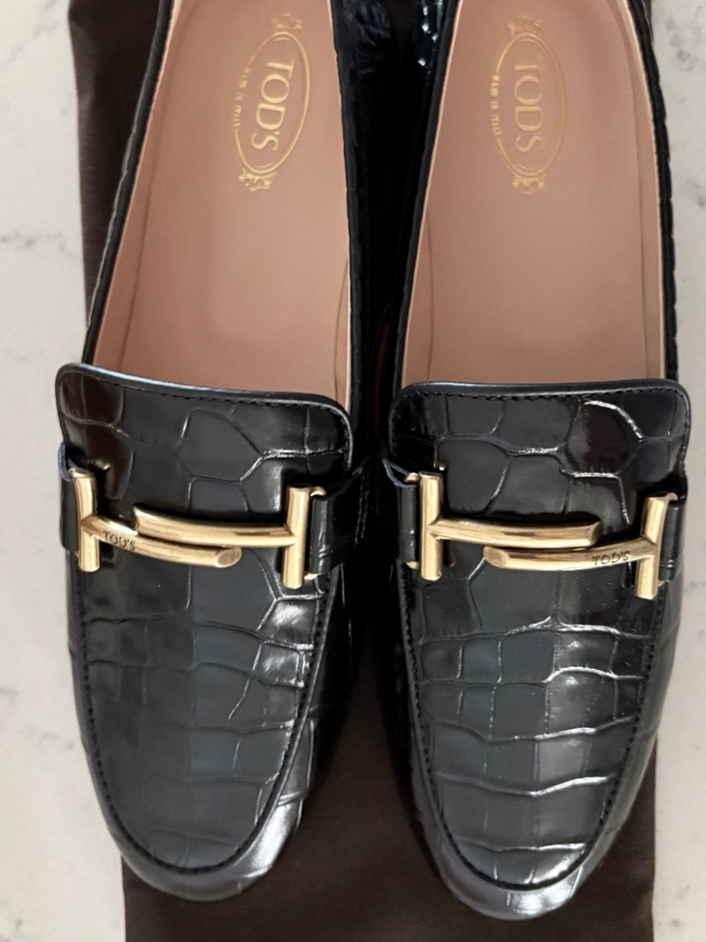 New in box Tod's Croc Embossed Loafers - Picture 2 of 7